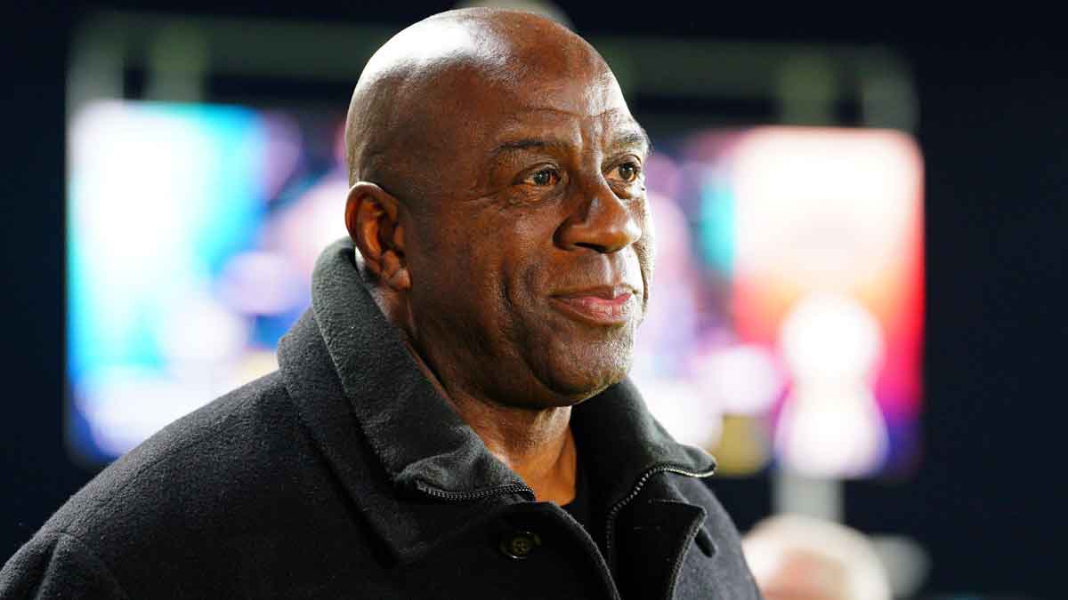 Magic Johnson attends the 2024 NWSL Championship match at CPKC Stadium.