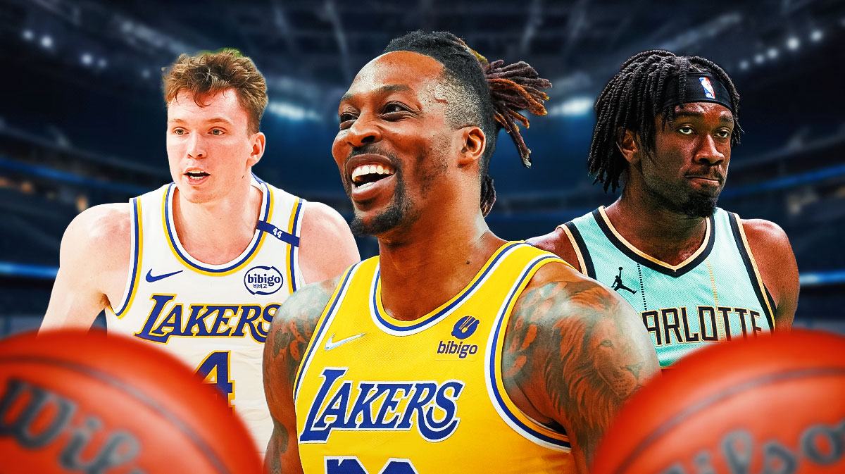 Los Angeles Lakers player Dalton Knecht, former NBA player Dwight Howard, and Charlotte Hornets player Mark Williams