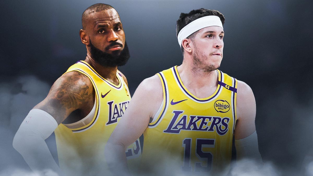 LeBron James and Austin Reaves in the center