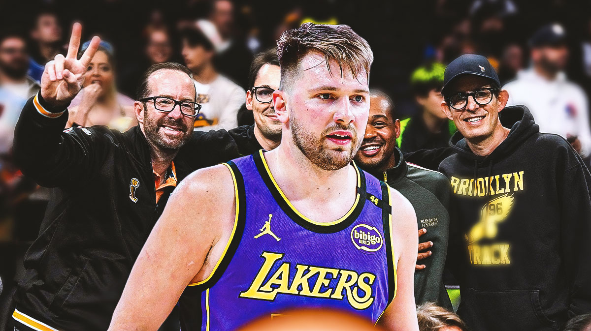 Los Angeles Lakers player Luka Doncic in front of Lakers fans