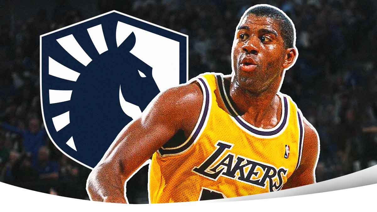 Magic Johnson with Team Liquid logo in the background.