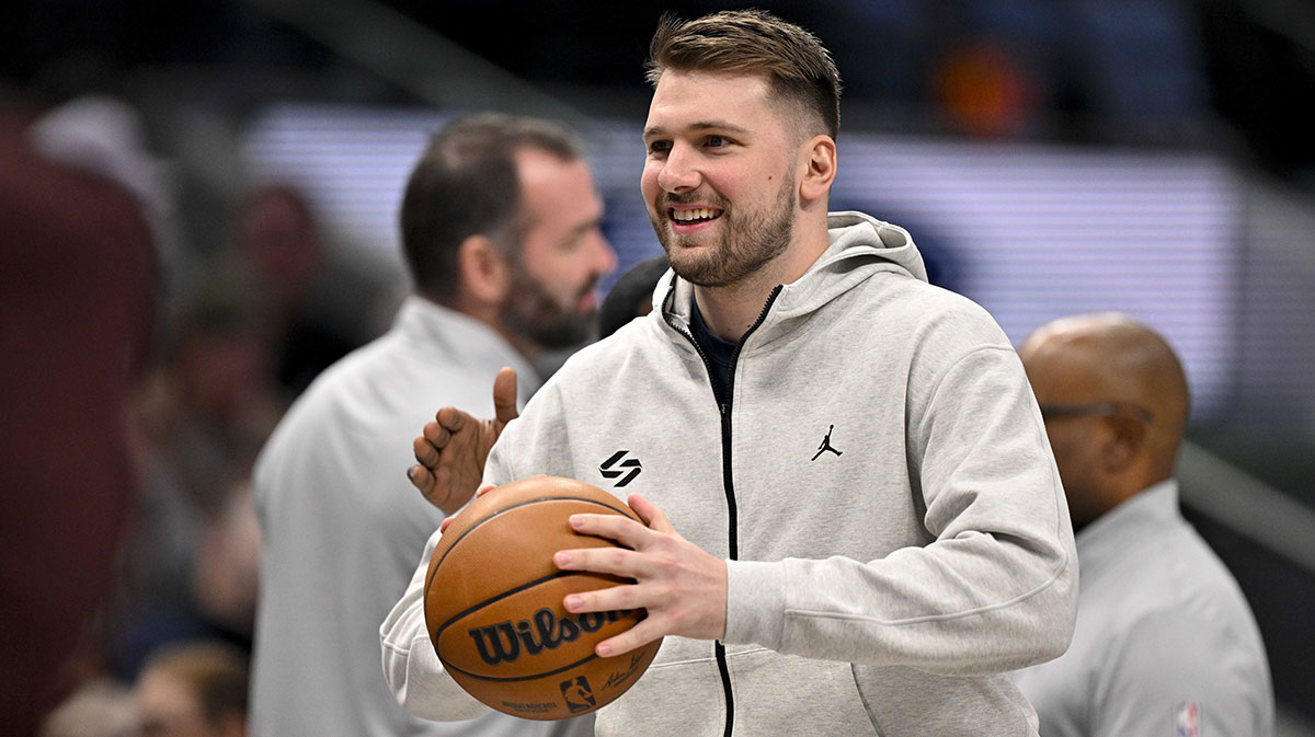 Dallas Mavericks Guard Luka Doncic (77) looks at the game during the first half of the game between Dallas Mavericks and Minnesota Timbervolves in the center of American Airlines. 