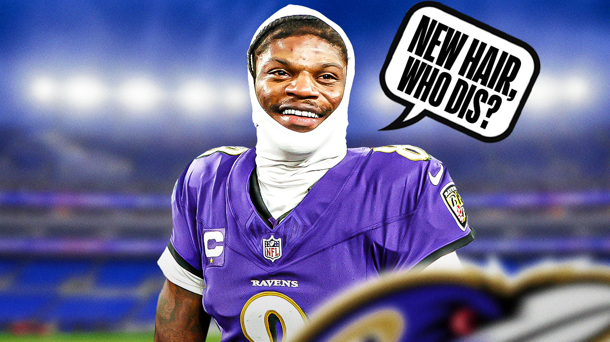 Photo: Lamar Jackson smiling saying "New hair, who dis?"