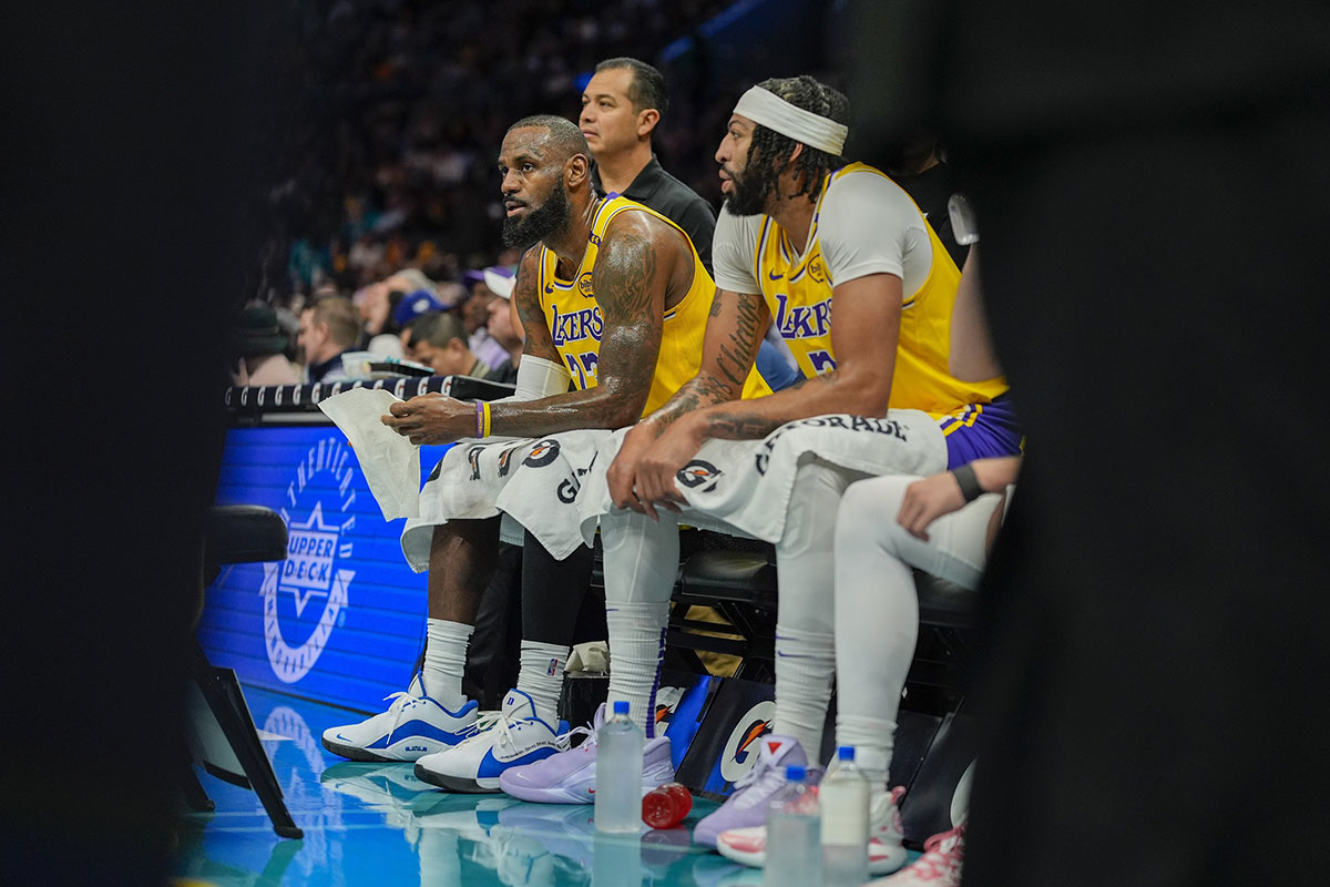 NBA: Los Angeles Lakers at Charlotte Hornets Anthony Davis LeBron James