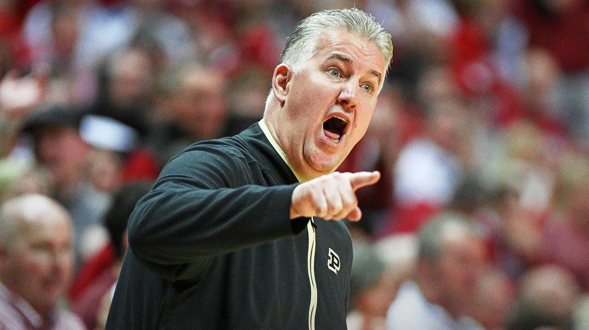 Purdue Boilermakers head coach Matt Painter reacts to a play during the first half against the Indiana Hoosiers at Simon Skjodt Assembly Hall.