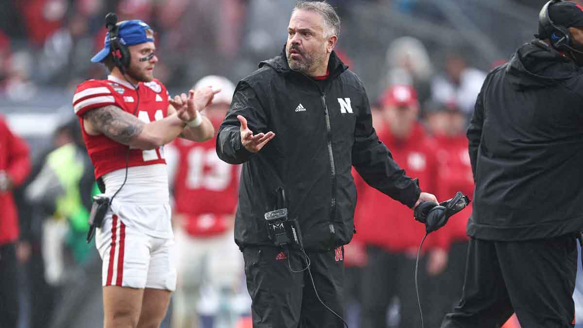 Nebraska Cornhuskers head coach Matt Rhule reacts during the second half against the Boston College Eagles at Yankee Stadium. Mandatory Credit: Vincent Carchietta-Imagn Images