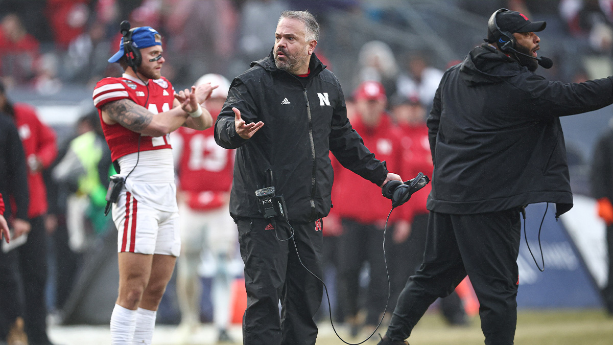 Nebraska Cornhuskers head coach Matt Rhule reacts during the second half against the Boston College Eagles at Yankee Stadium.