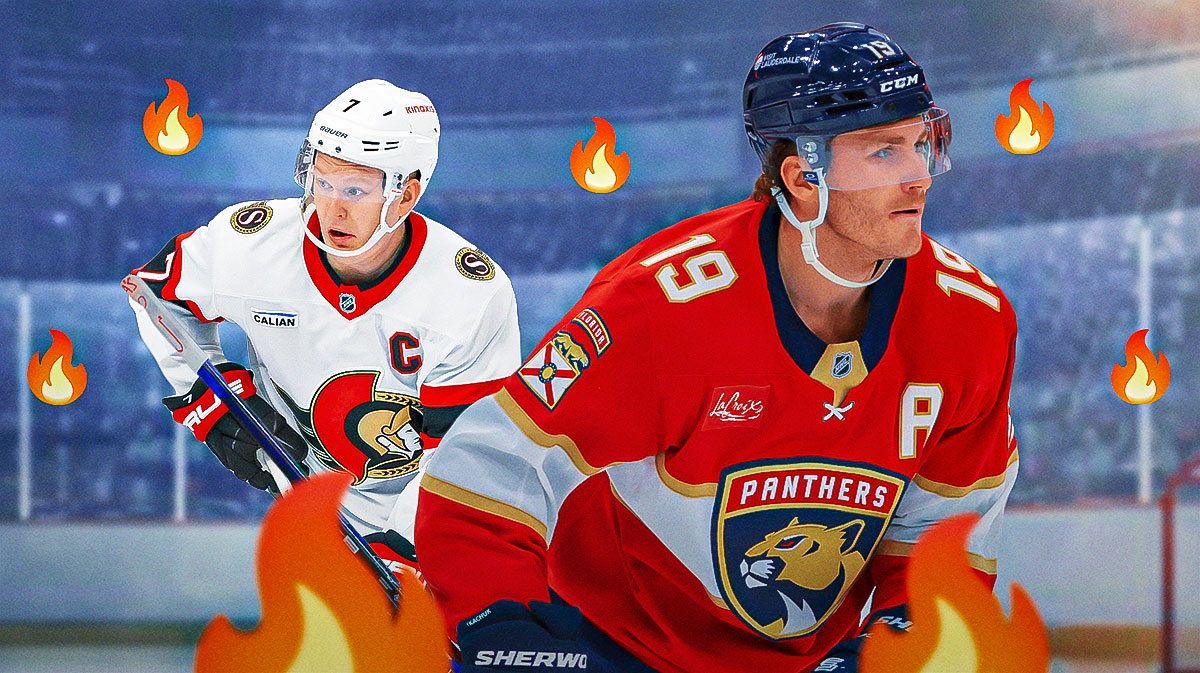 Matthew Tkachuk and Brady Tkachuk surrounded by fire emojis