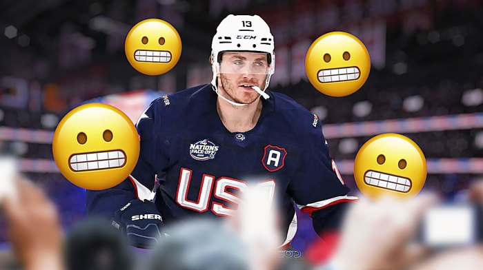 Matthew Tkachuk with Team USA 😬 emojis all around