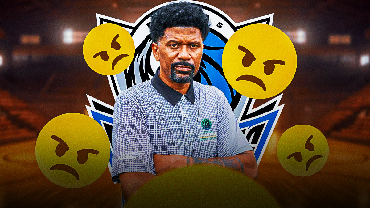 Jalen Rose looks angry, with angry emojis around him, and the Mavericks logo beside him