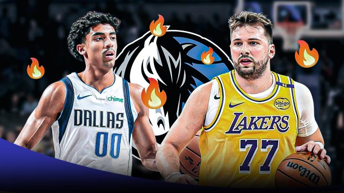 Max Christie, Luka Doncic, Dallas Mavericks logo, fire symbols