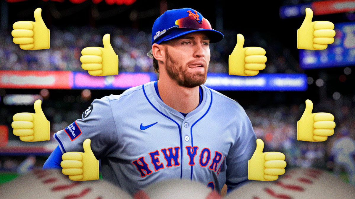 Brandon Nimmo surrounded by thumbs up emojis