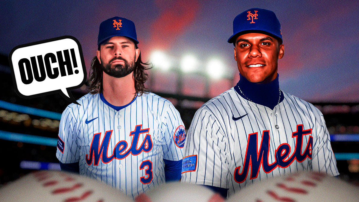 Juan Soto on one side, Jesse Winker (in a New York Mets uniform if he isn't already) on the other side with a speech bubble that says "Ouch!"