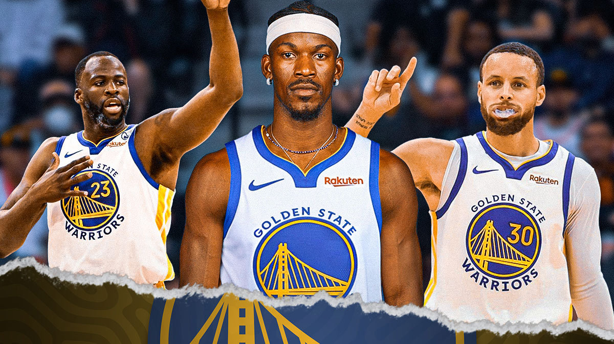 Warriors' Jimmy Butler with Stephen Curry, Draymond Green