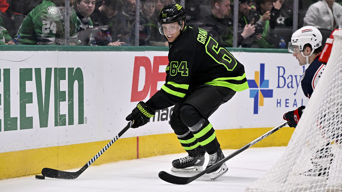 Dallas Stars center Mikael Granlund (64) skates against the Columbus Blue Jackets during the second period at the American Airlines Center.