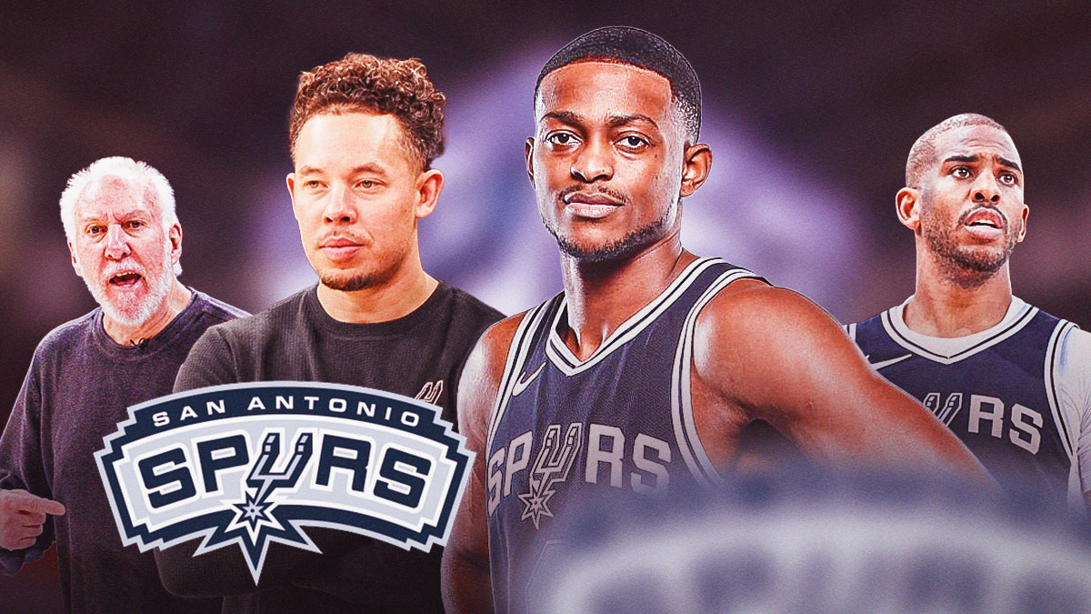 De'Aaron Fox, Mitchell Johnson, Chris Paul, Gregg Popovich, Spurs logo