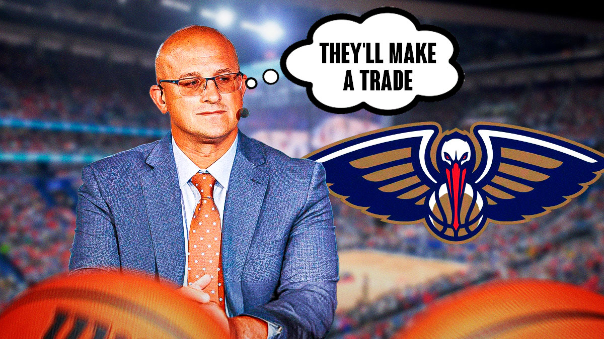 ESPN insider Bobby Marks with a thought bubble that says "They'll make a trade" and the Pelicans logo next to him.
