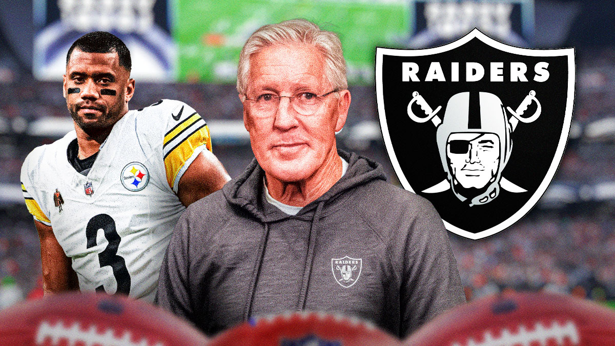 Las Vegas Raiders head coach Pete Carroll and quarterback Russell Wilson