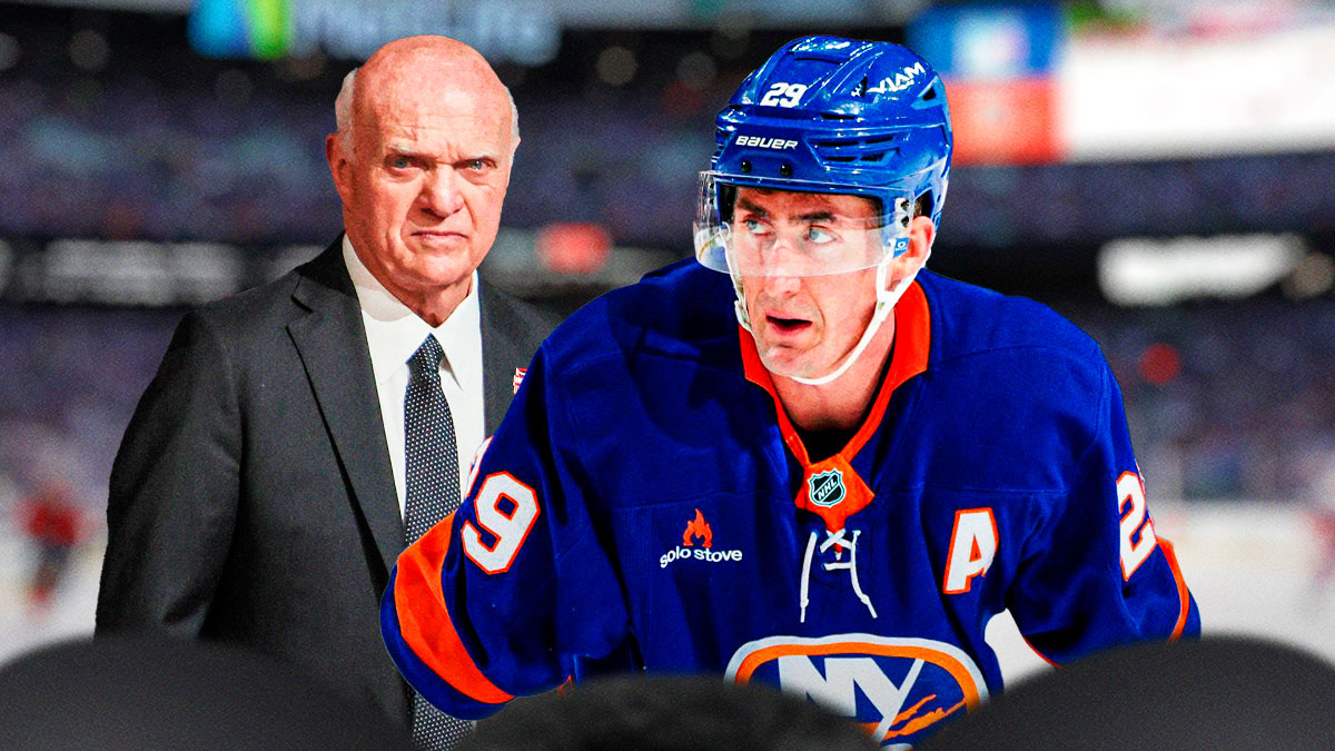 Brock Nelson and Lou Lamoriello