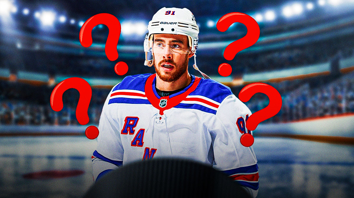 Reilly Smith looking stern, 3-5 question marks, hockey rink in background