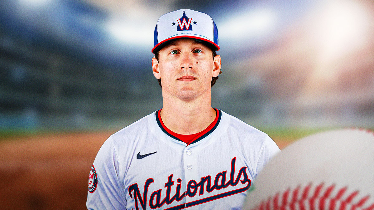 MLB player Lucas Sims in a Washington Nationals jersey.