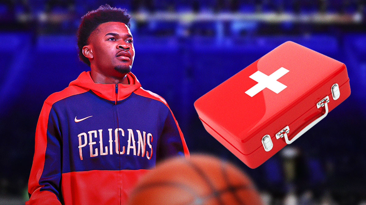 Yves Missi with a first aid kit.