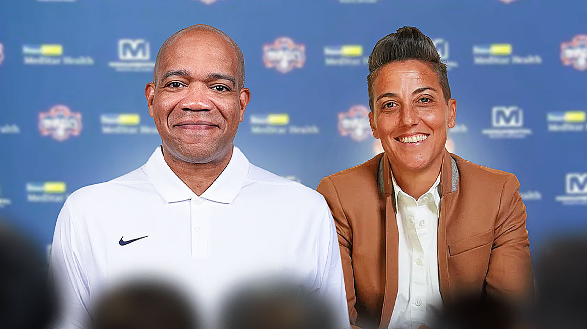 Sydney Johnson, Jamila Wideman smile at Mystics podium