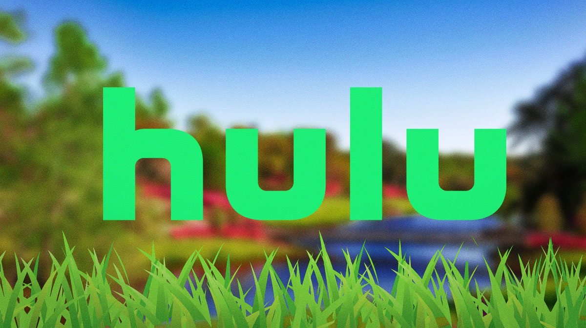 Hulu logo in front of spring flowers.