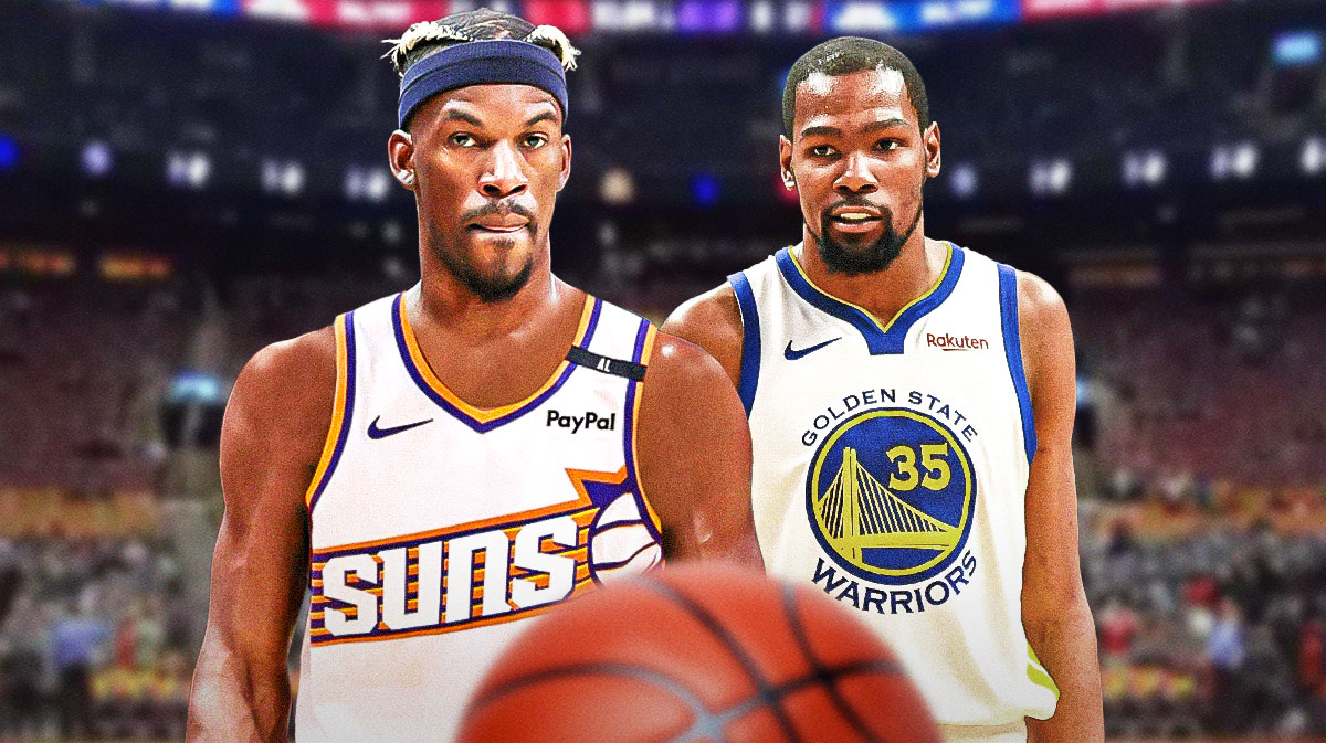 Jimmy Butler in Suns jersey, Kevin Durant in Warriors jersey