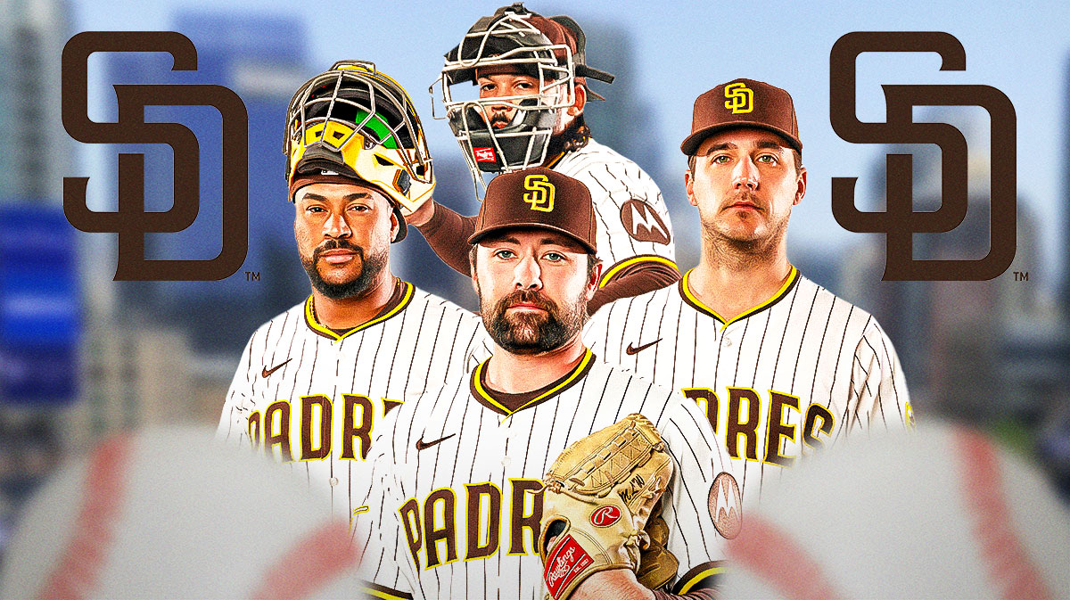 Matt Waldron, Kyle Hart, Elias Diaz and Luis Campusano ALL in San Diego Padres 2024 or 2025 jerseys.