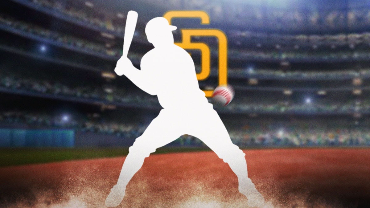 A silhouette in the center with the San Diego Padres logo in the background.