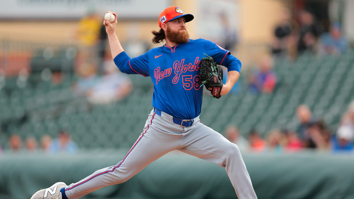 New York Mets starting pitcher Paul Blackburn (58) delivers a pitch against the Miami Marlins during the first inning at Roger Dean Chevrolet Stadium. 