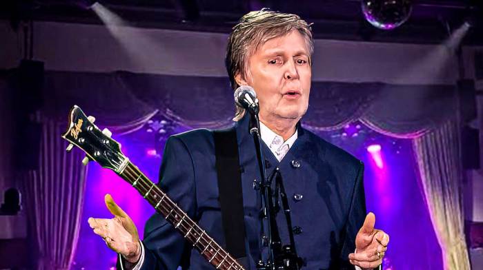 Paul McCartney, who played Beatles, Wings, and solo songs during his surprise Bowery Ballroom show in New York City.