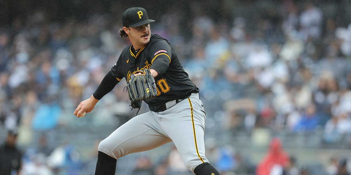 Pittsburgh Pirates starting pitcher Paul Skenes (30) pitches against the New York Yankees during the second inning at Yankee Stadium.