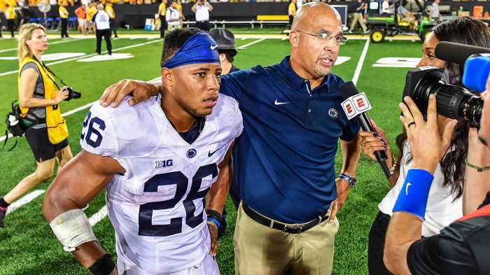 Penn State running back Saquon Barkley and James Franklin
