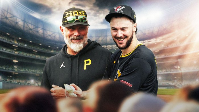 Pirates' Paul Skenes and Derek Shelton smiling