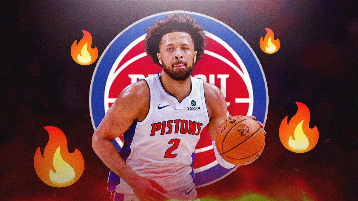 Cade Cunningham, Detroit Pistons logo, fire symbols