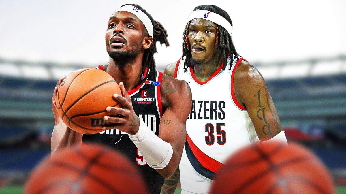 Jerami Grant in Portland Trail Blazers jersey, Robert Williams III in Trail Blazers jersey
