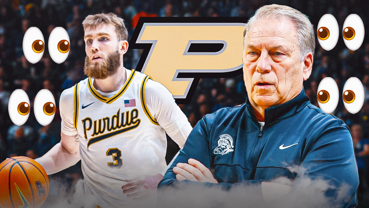 Tom Izzo, Braden Smith, Michigan State and Purdue logos, eyes symbols