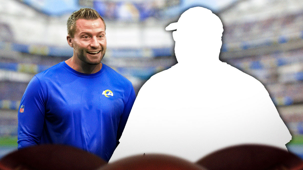 Sean McVay on one side, a silhouette of a football coach on the other side