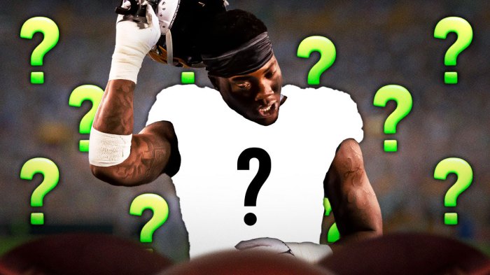Quay Walker in the middle in a mystery NFL uniform, Question marks in the background