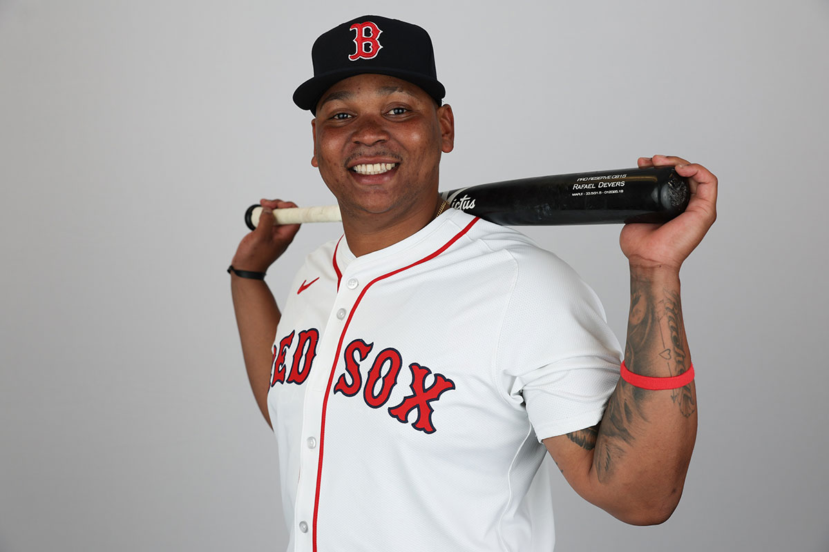 Boston Red Sox third baseman Rafael Devers (11) participates in media day at JetBlue Park at Fenway South.