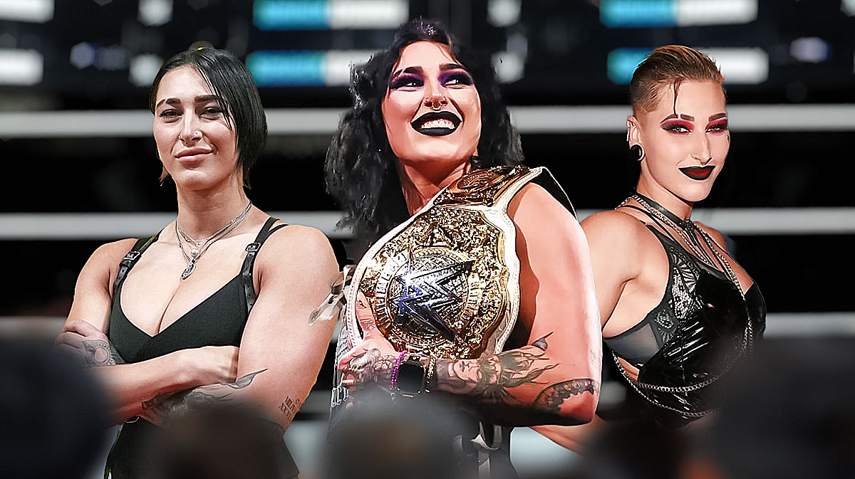 WWE star Rhea Ripley, who fans held a lookalike competition of after the 2025 Royal Rumble, throughout the years.