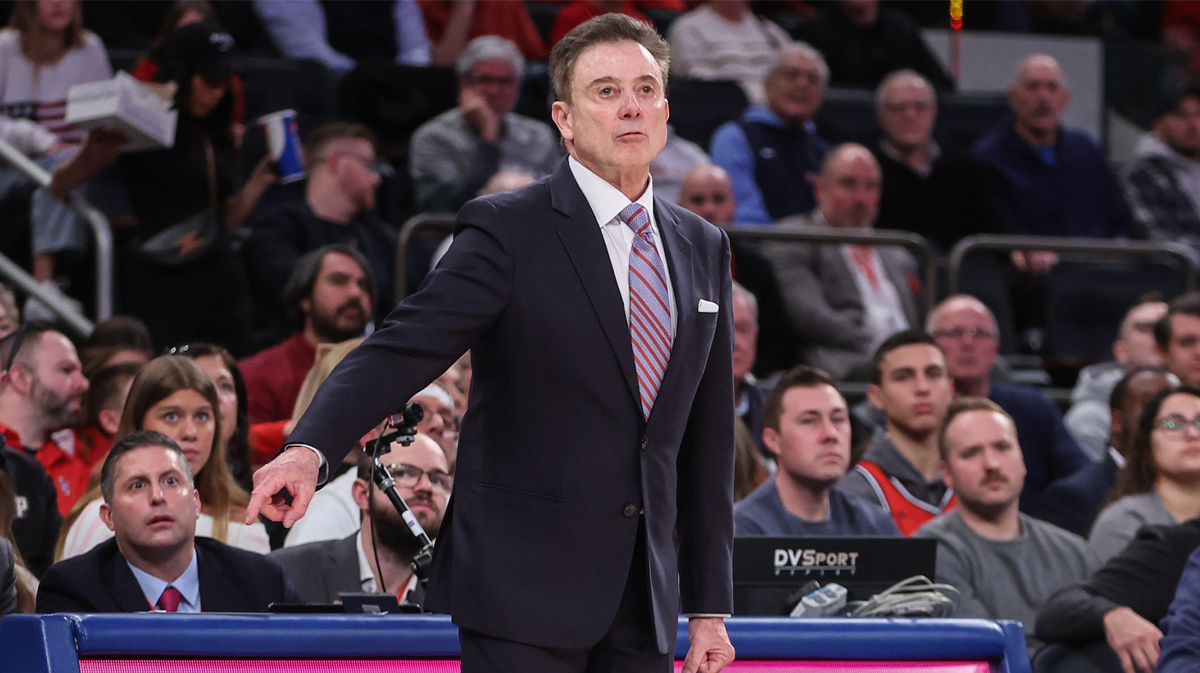 St. John's Red Storm head coach Rick Pitino watches from the bench in the first half against the Providence Friars at Madison Square Garden.