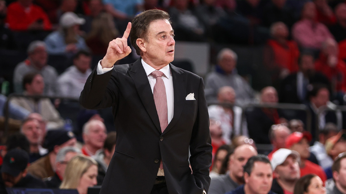 St. John's Red Storm head coach Rick Pitino signals to the team in the second half against the Xavier Musketeers at Madison Square Garden.