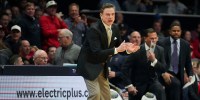 St. John's Red Storm head coach Rick Pitino yells to his team during the first half of a game against the Butler Bulldogs on Wednesday, Feb. 26, 2025, at Hinkle Fieldhouse in Indianapolis.