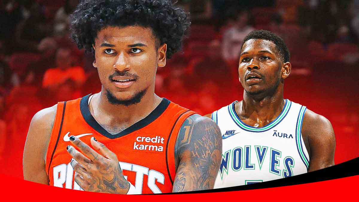 Rockets' Jalen Green hyped up, with Timberwolves' Anthony Edwards beside him