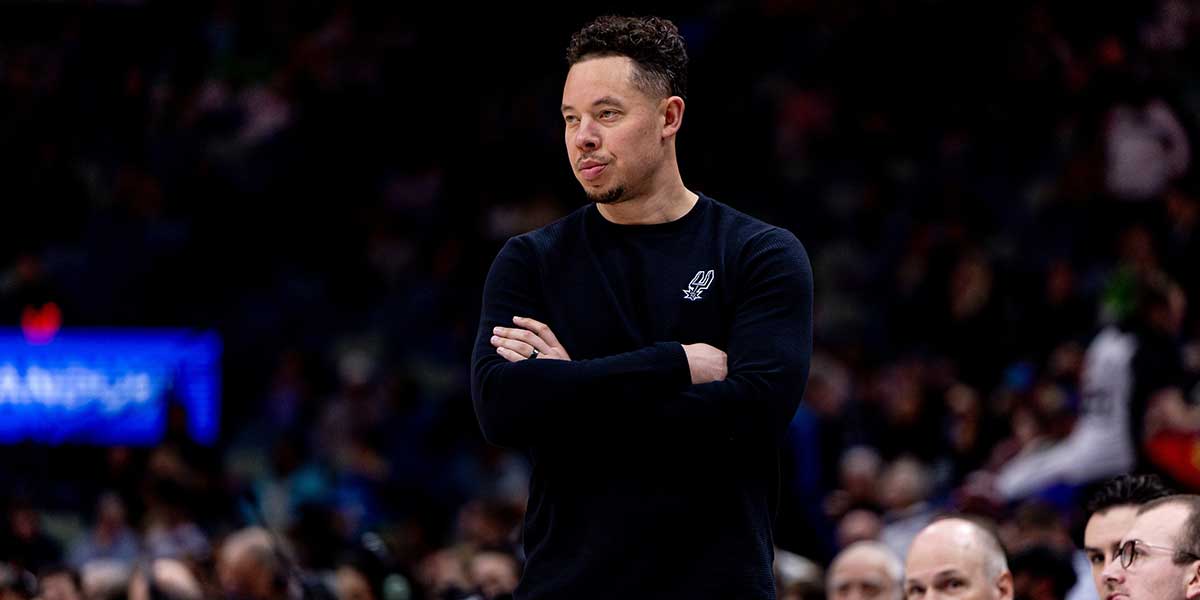 San Antonio Spurs assistant coach Mitch Johnson looks on against the New Orleans Pelicans during the first half at Smoothie King Center.