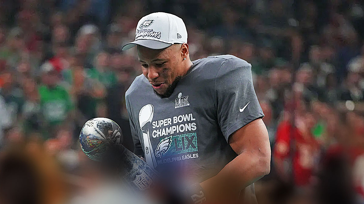 Saquon Barkley at the Eagles Super Bowl parade