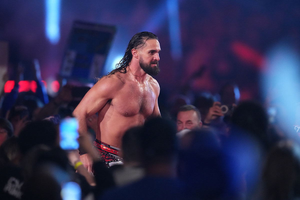 Seth Rollins entering the Royal Rumble on February 1, 2025.